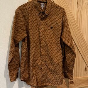 Cinch Tan Floral Long Sleeve Shirt